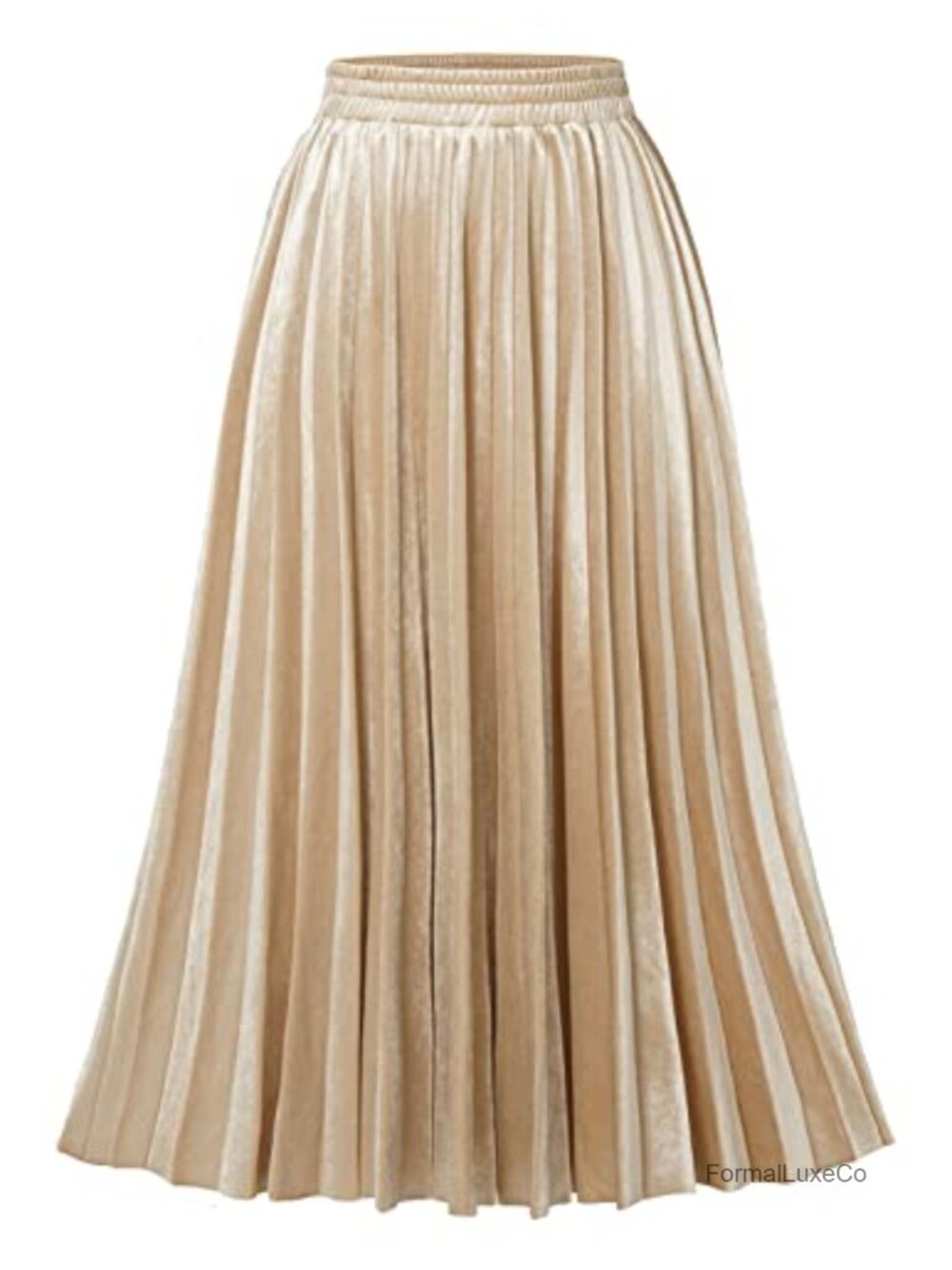 DRESSTELLS Pleated Midi Skirt High Waisted A-Line Chiffon Lined